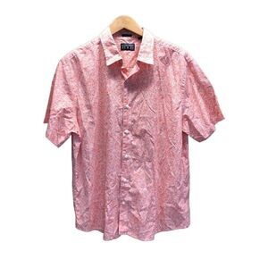 Rye Size Extra Large (XL) Regular Fit Coral and White Button Down Short Sleeve